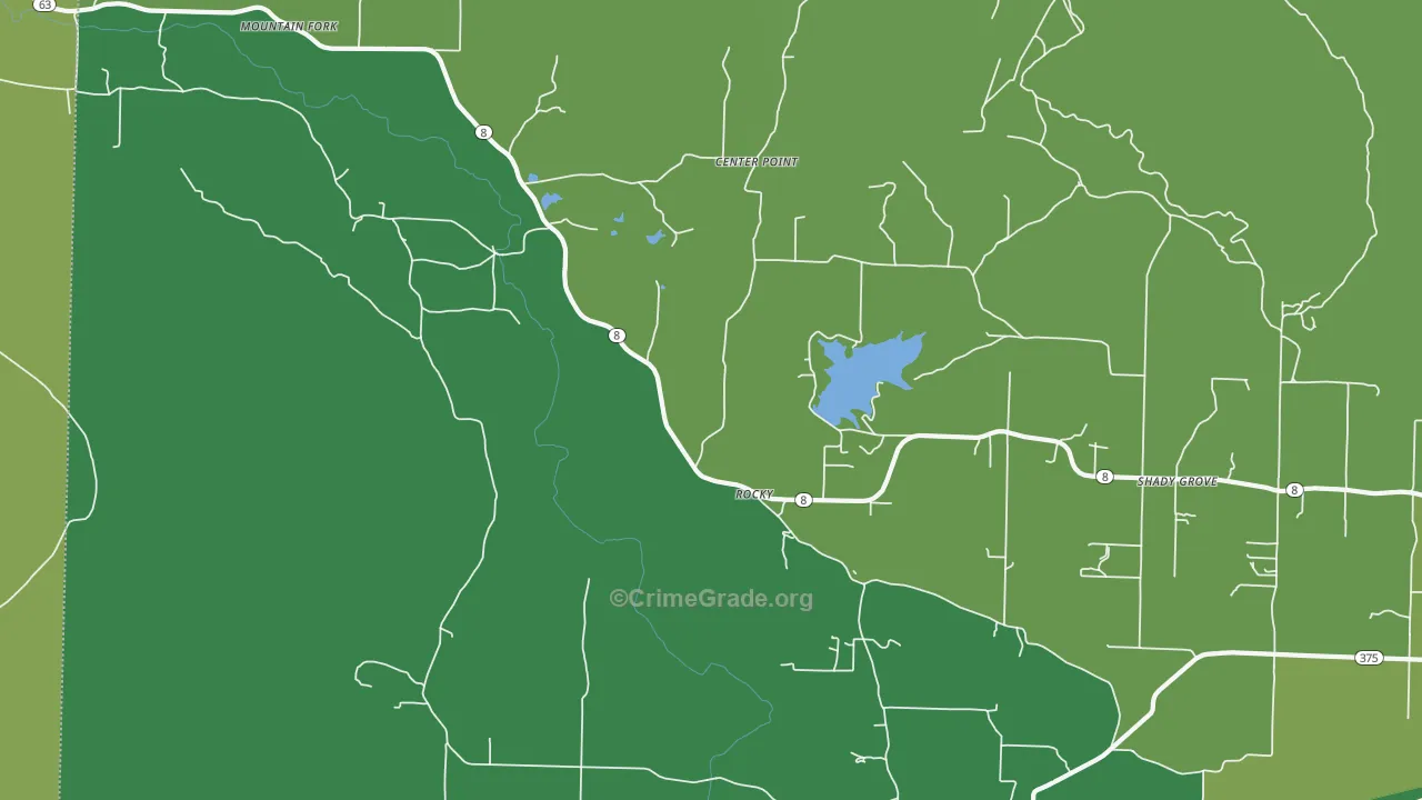 Rocky, AR Map of Vehicle Theft Rates