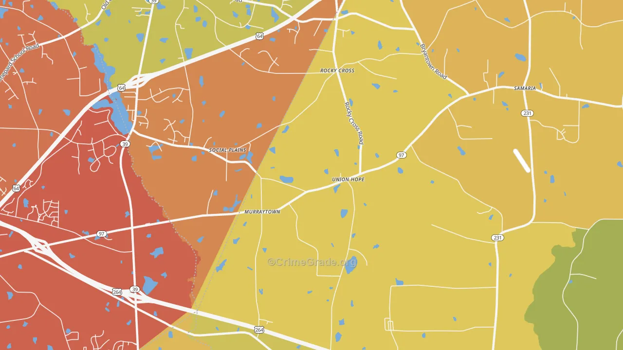 Rocky Cross, NC Map of Vehicle Theft Rates