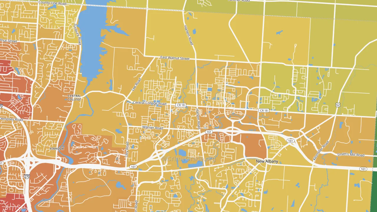 Rocky-Fork Blacklick Accord, Westerville, OH Map of Vehicle Theft Rates