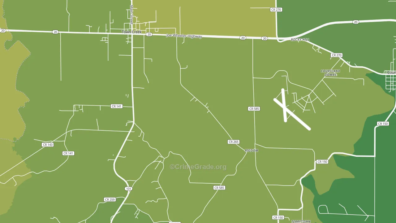 Rocky Hill, AL Map of Vehicle Theft Rates
