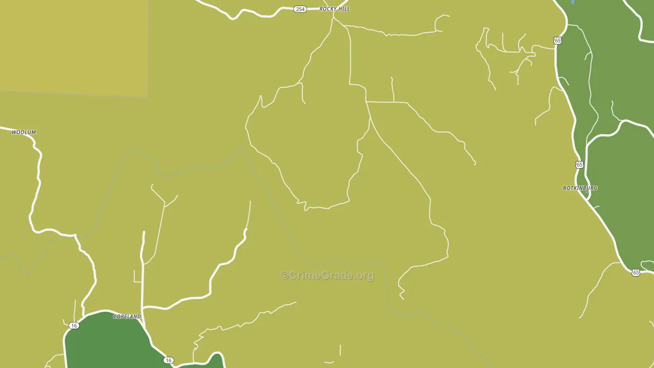Rocky Hill, AR Map of Vehicle Theft Rates