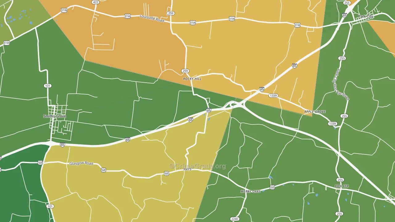 Rocky Hill, KY Map of Vehicle Theft Rates