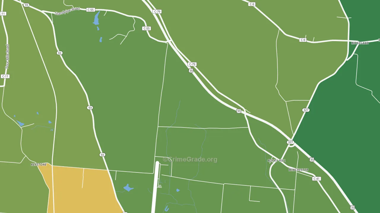 Rocky Hill, OH Map of Vehicle Theft Rates