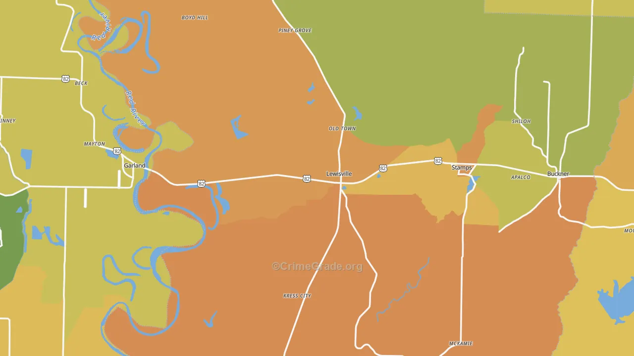 Rocky Mound, AR Map of Vehicle Theft Rates