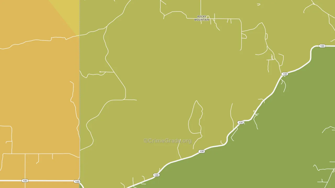 Rocky Mountain, OK Map of Vehicle Theft Rates