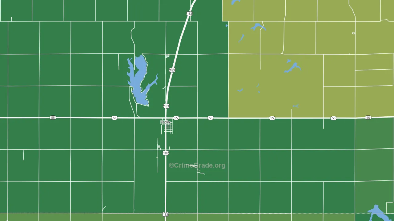 Rocky, OK Map of Vehicle Theft Rates