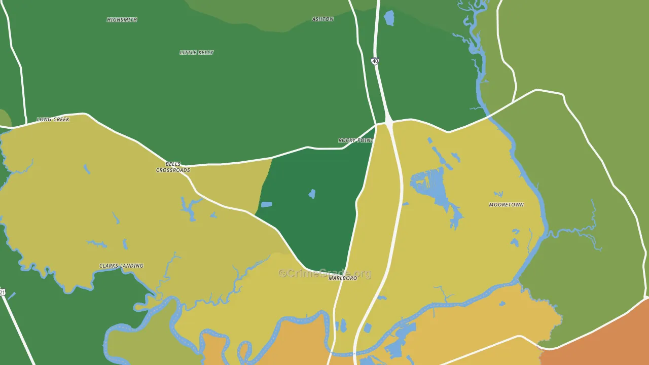 Rocky Point, NC Map of Vehicle Theft Rates