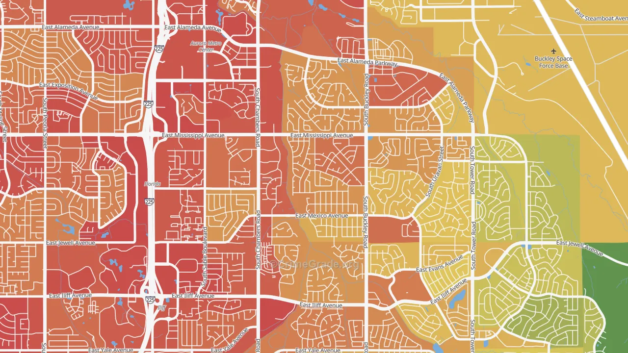 Rocky Ridge, Aurora, CO Map of Vehicle Theft Rates