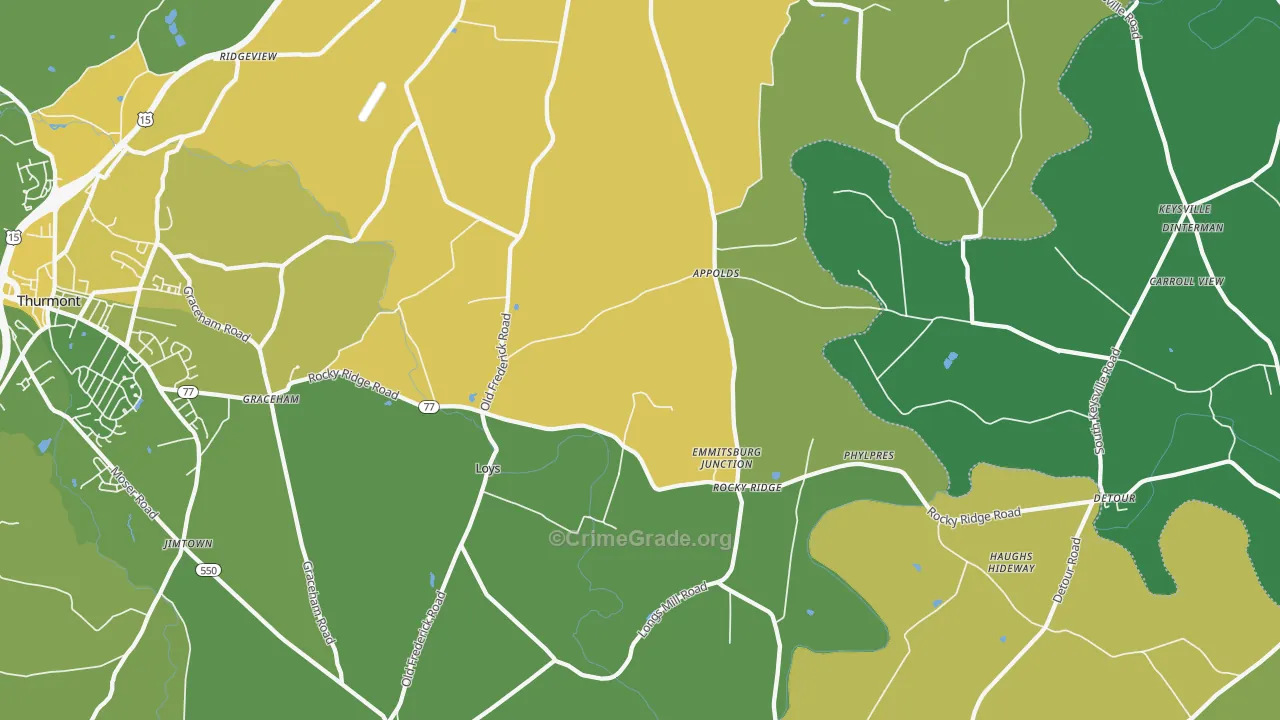 Rocky Ridge, MD Map of Vehicle Theft Rates