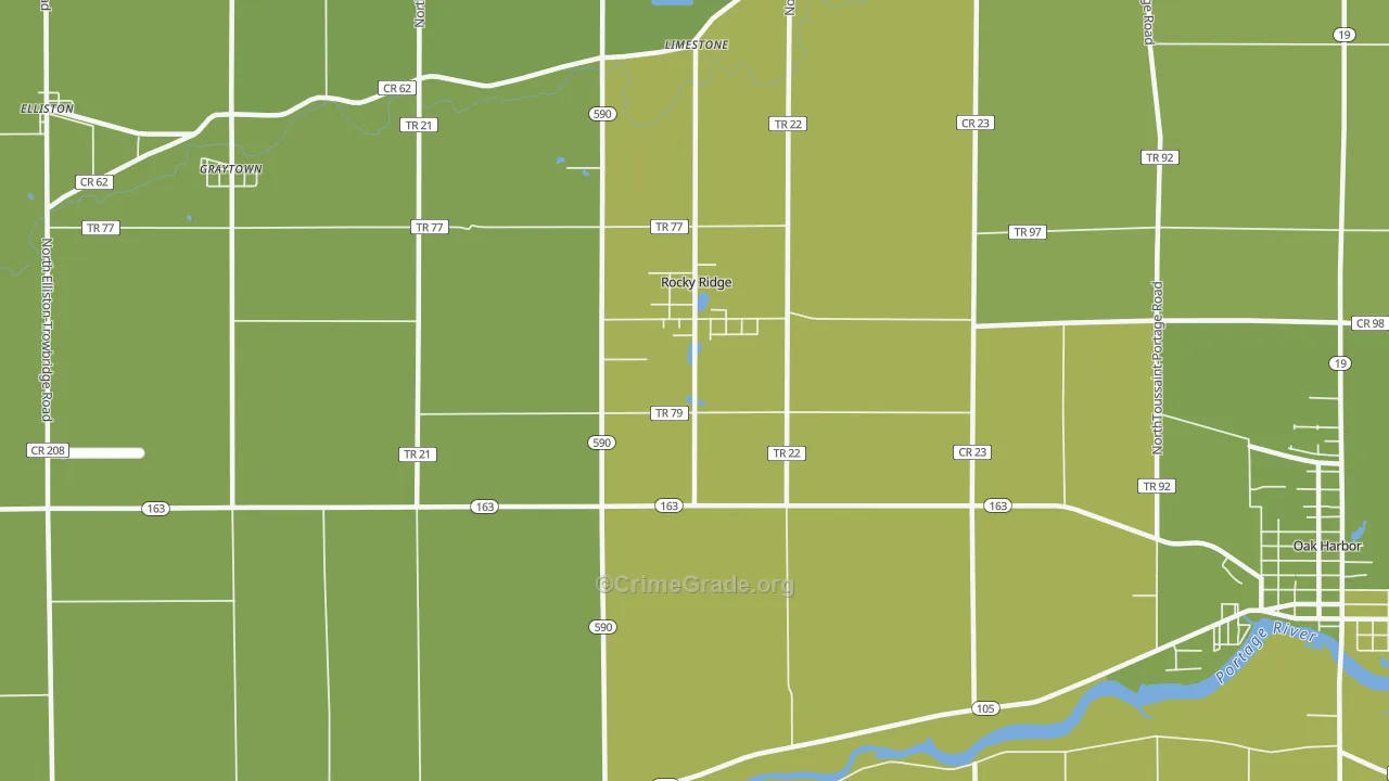Rocky Ridge, OH Map of Vehicle Theft Rates
