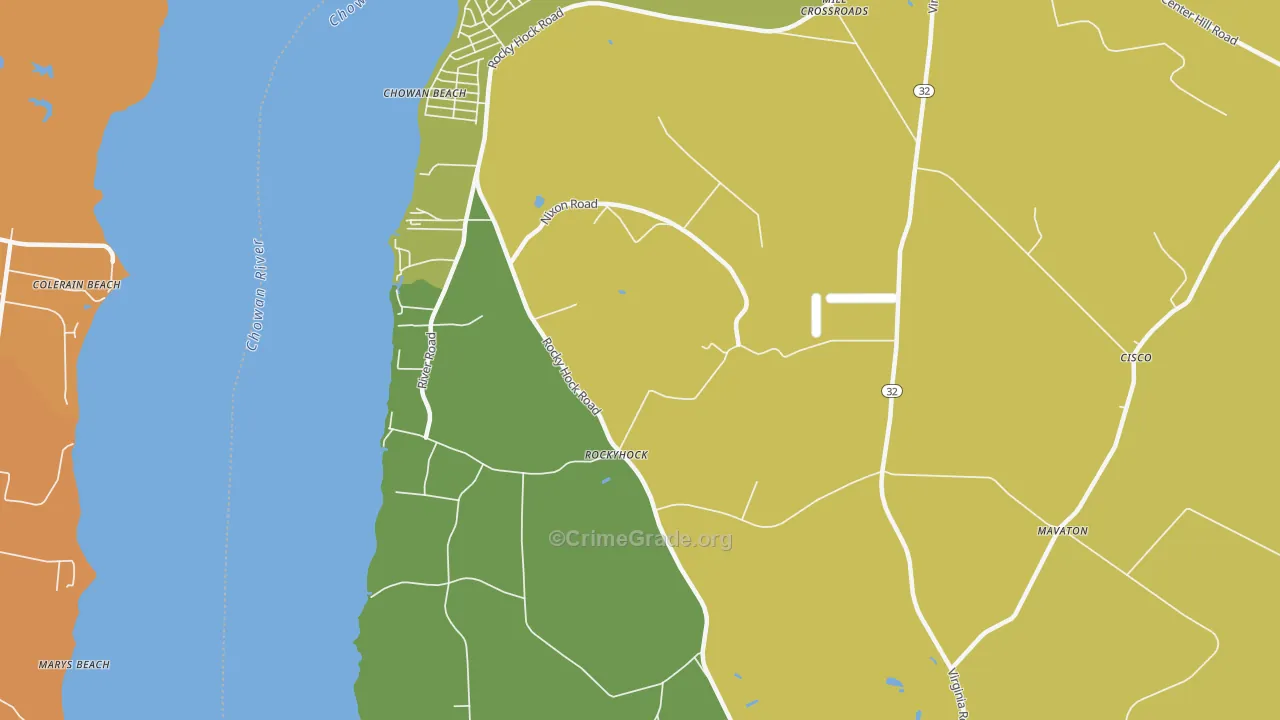 Rockyhock, NC Map of Vehicle Theft Rates