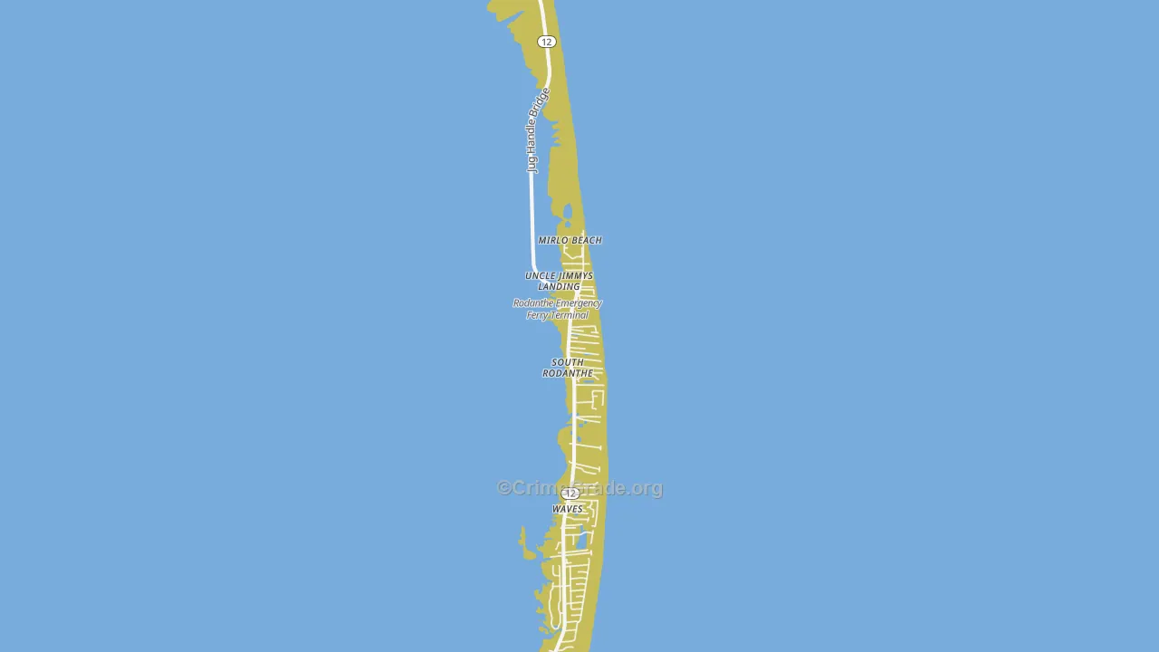 Rodanthe, NC Map of Vehicle Theft Rates