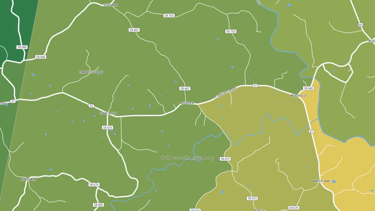 Rodden, VA Map of Vehicle Theft Rates
