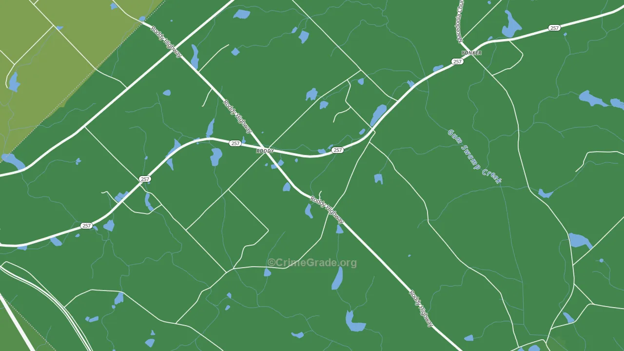 Roddy, GA Map of Vehicle Theft Rates