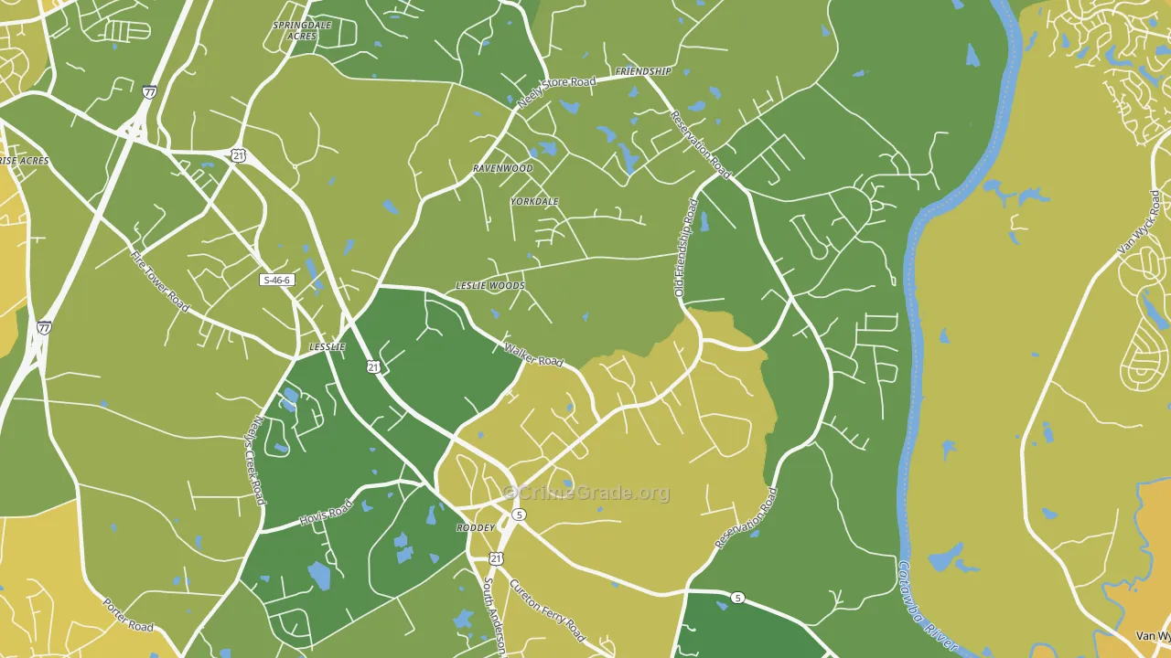 Roddy, SC Map of Vehicle Theft Rates