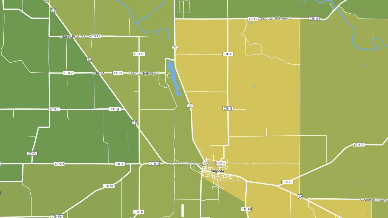Rodell, WI Map of Vehicle Theft Rates