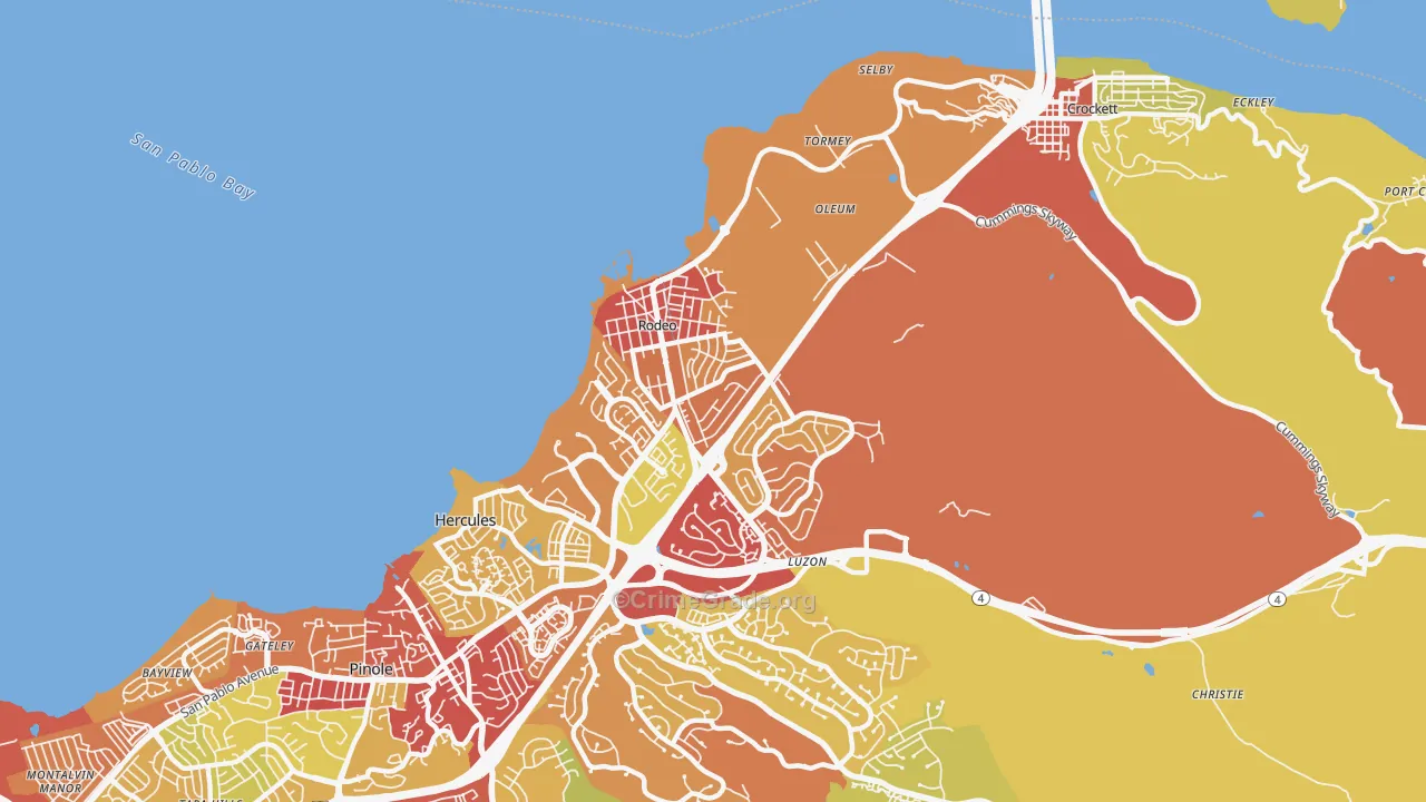 Rodeo, CA Map of Vehicle Theft Rates