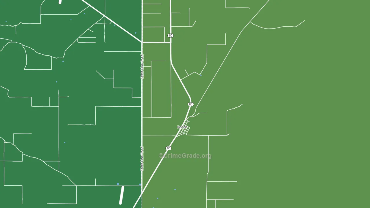 Rodeo, NM Map of Vehicle Theft Rates