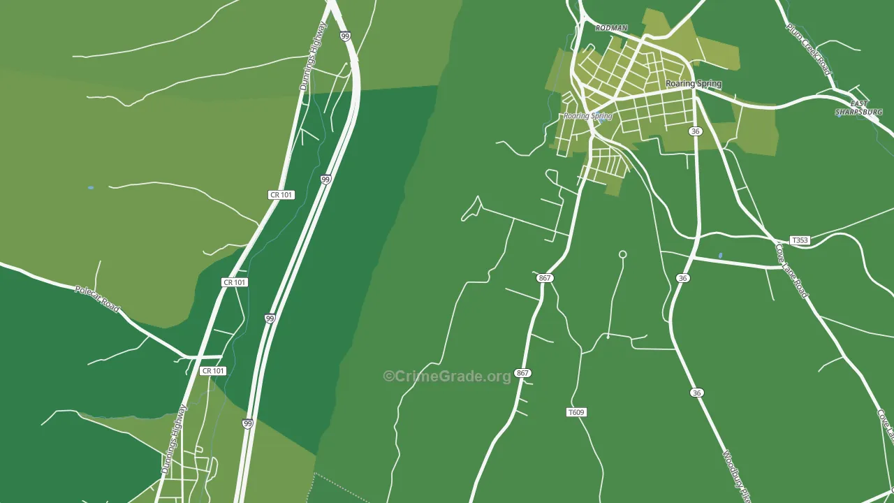 Rodman, PA Map of Vehicle Theft Rates