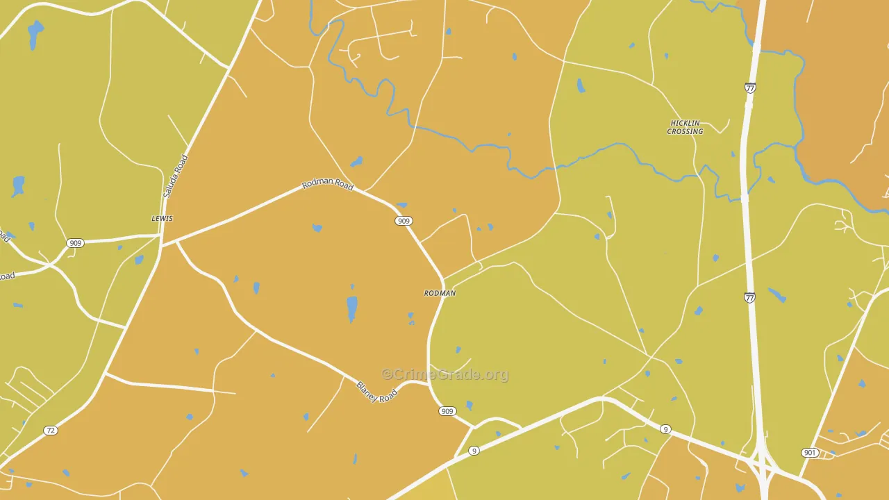 Rodman, SC Map of Vehicle Theft Rates