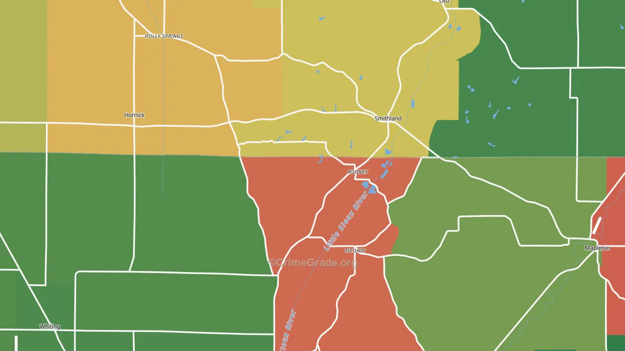 Rodney, IA Map of Vehicle Theft Rates