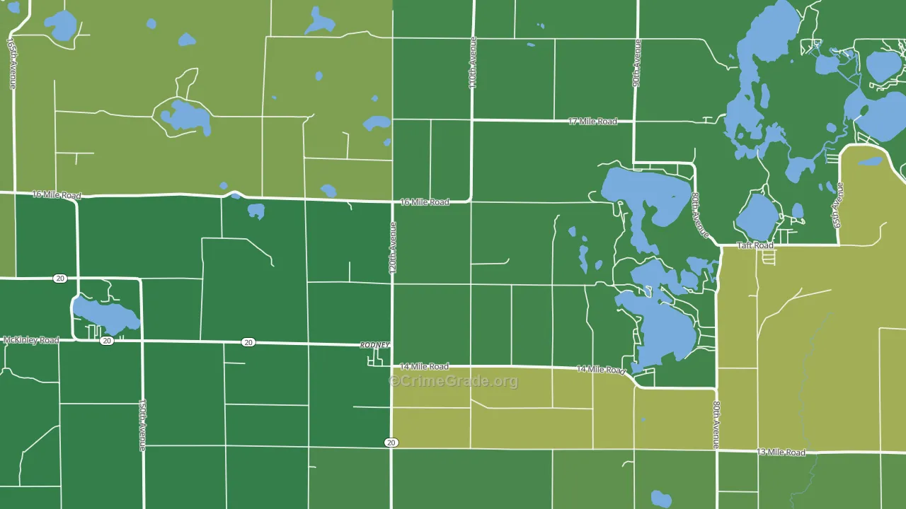 Rodney, MI Map of Vehicle Theft Rates