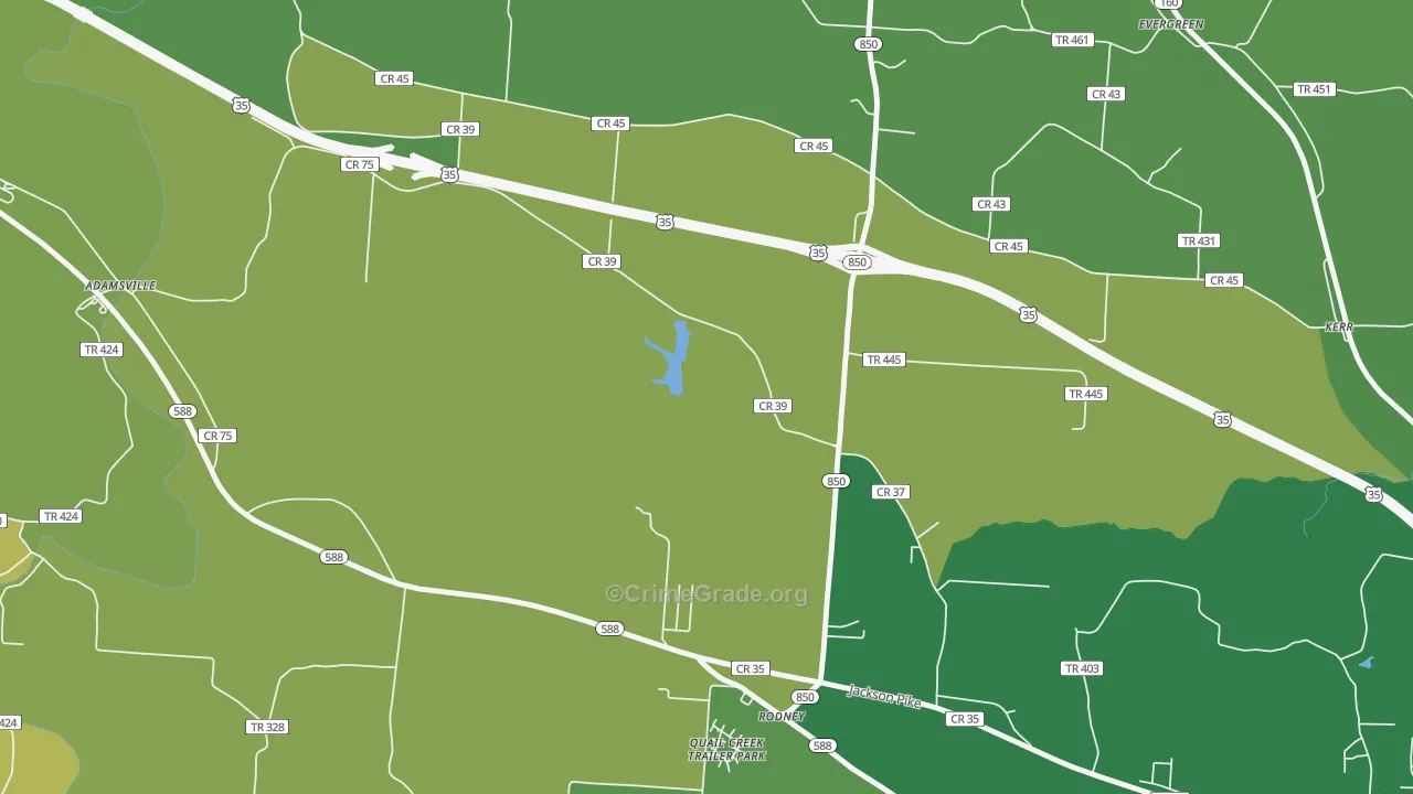 Rodney, OH Map of Vehicle Theft Rates