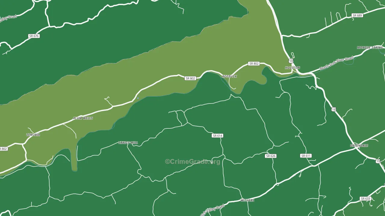 Roebuck, VA Map of Vehicle Theft Rates