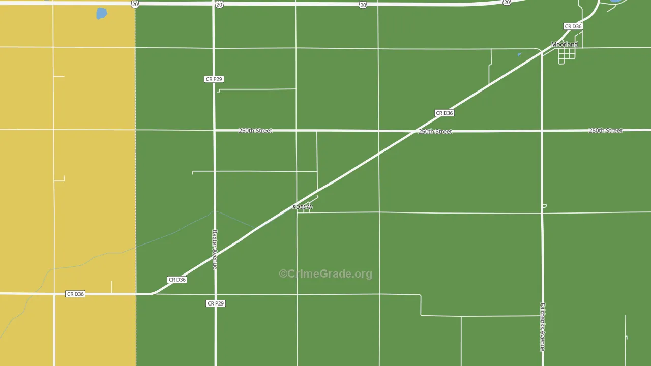 Roelyn, IA Map of Vehicle Theft Rates