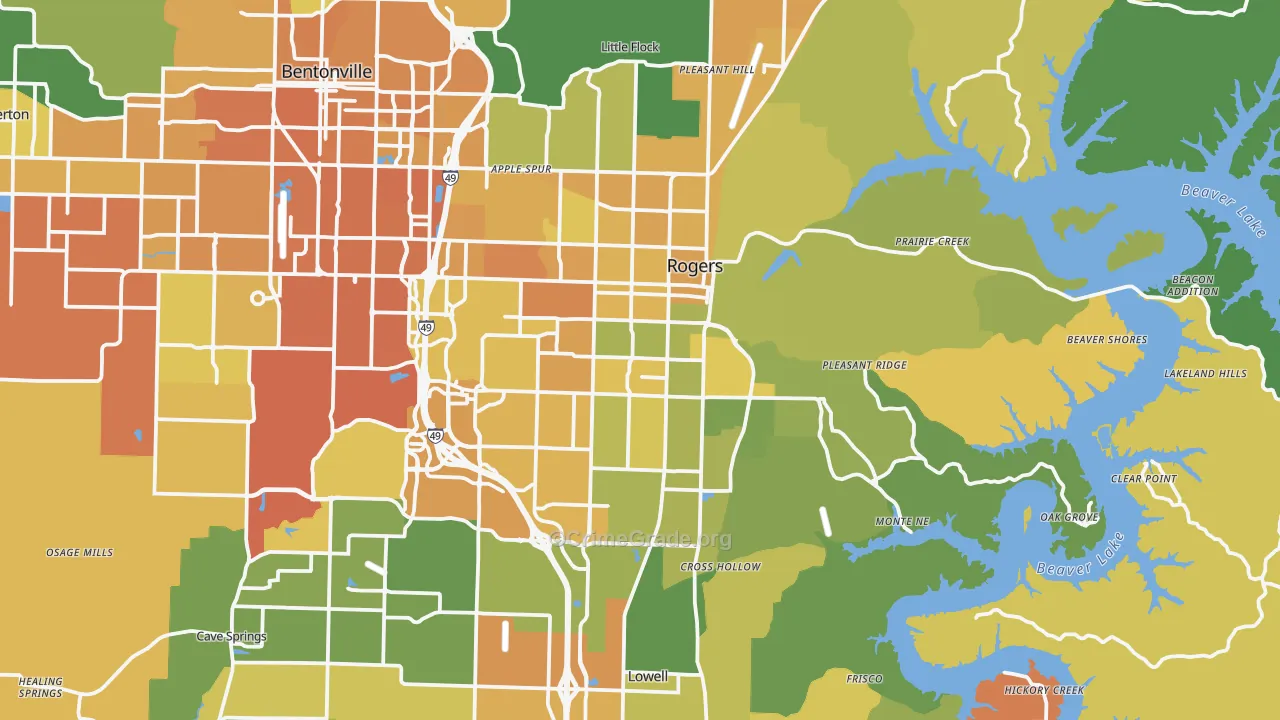 Rogers, AR Map of Vehicle Theft Rates