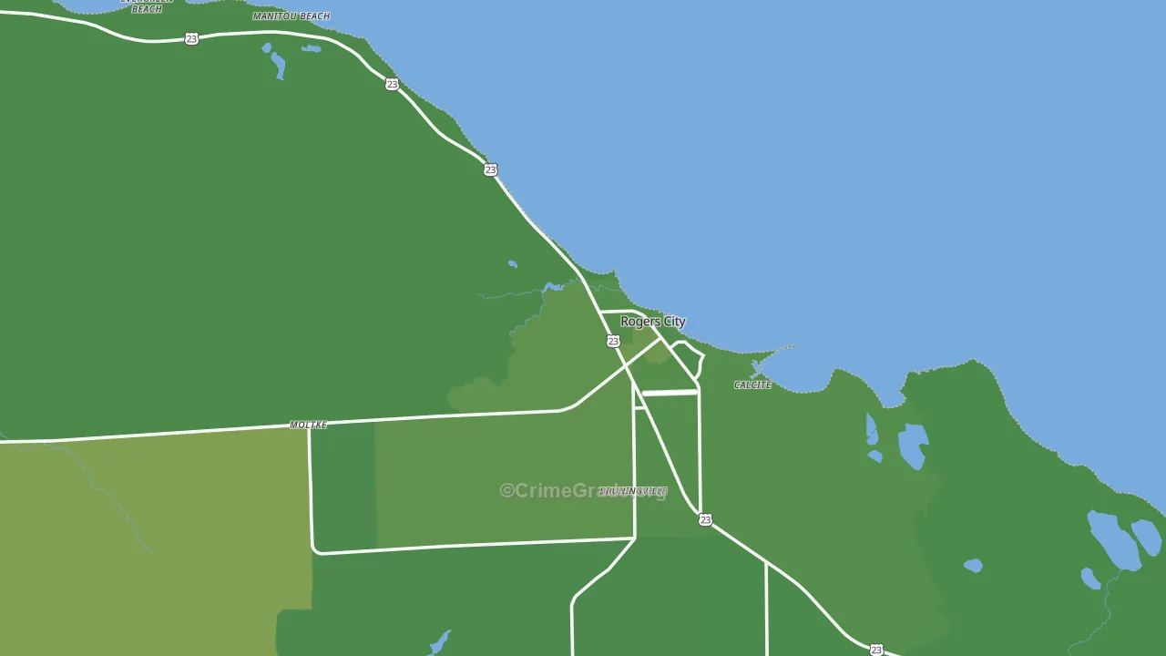 Rogers City, MI Map of Vehicle Theft Rates