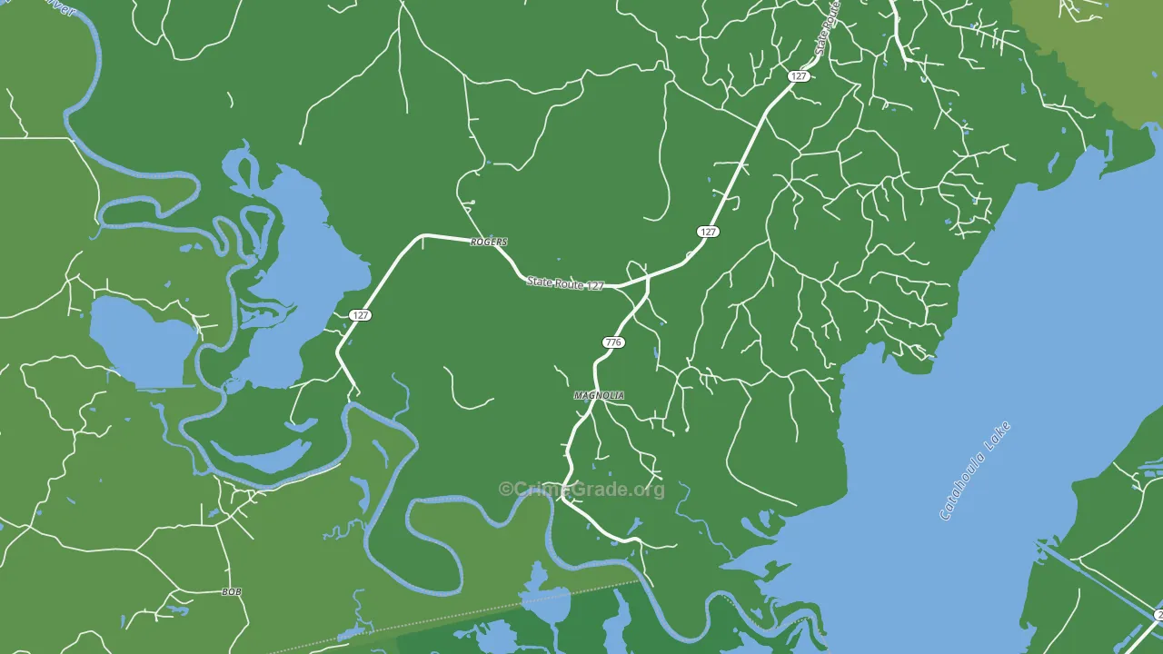 Rogers, LA Map of Vehicle Theft Rates