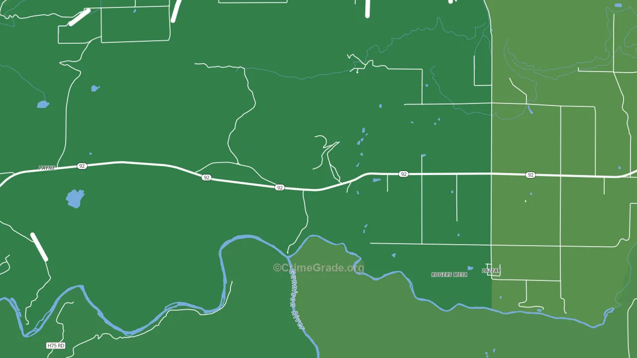 Rogers Mesa, CO Map of Vehicle Theft Rates