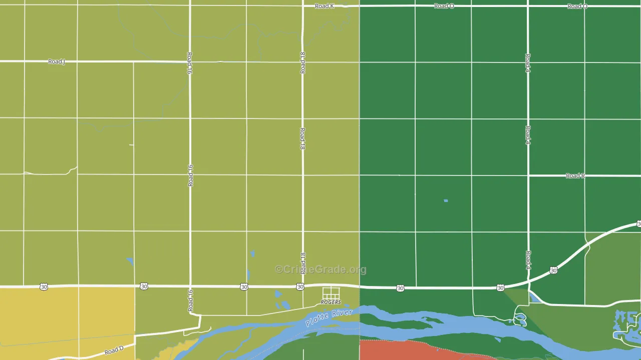 Rogers, NE Map of Vehicle Theft Rates