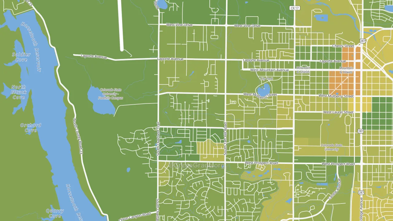 Rogers Park, Fort Collins, CO Map of Vehicle Theft Rates