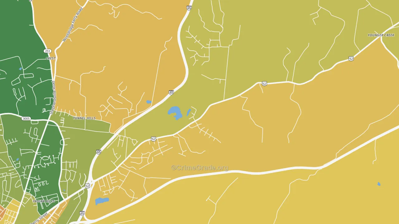 Rogersville, KY Map of Vehicle Theft Rates