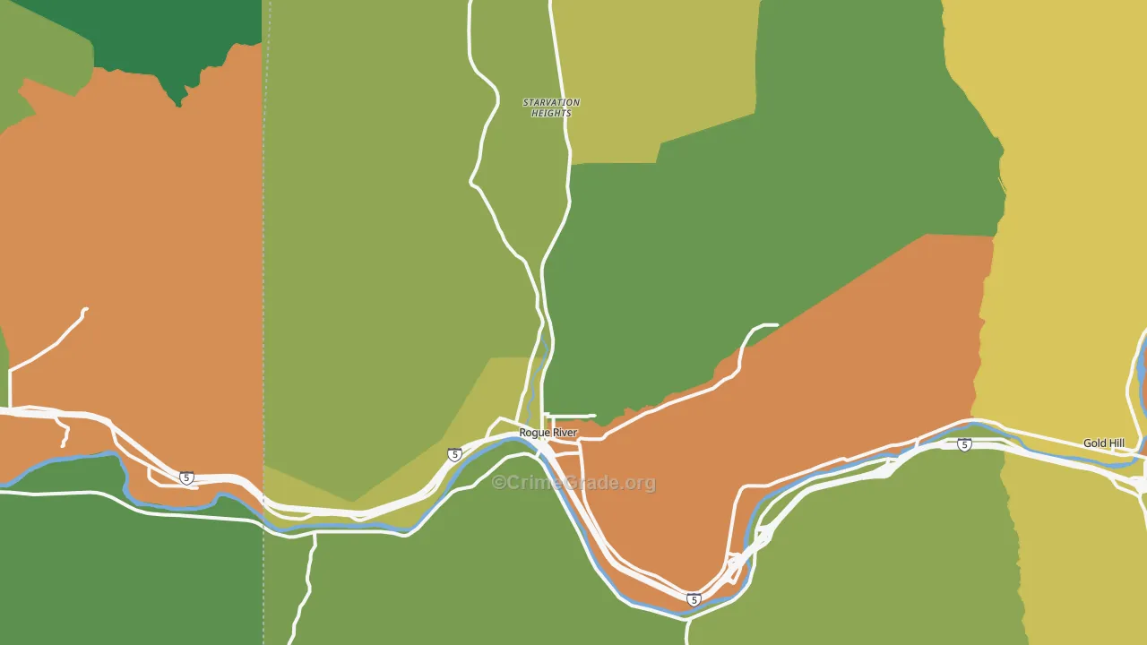 Rogue River, OR Map of Vehicle Theft Rates