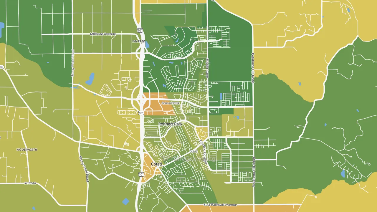 Rohnert Park, CA Map of Vehicle Theft Rates