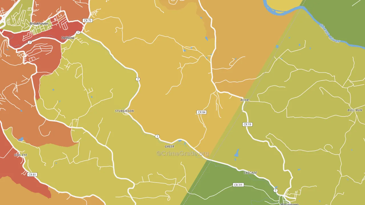 Rohr, WV Map of Vehicle Theft Rates