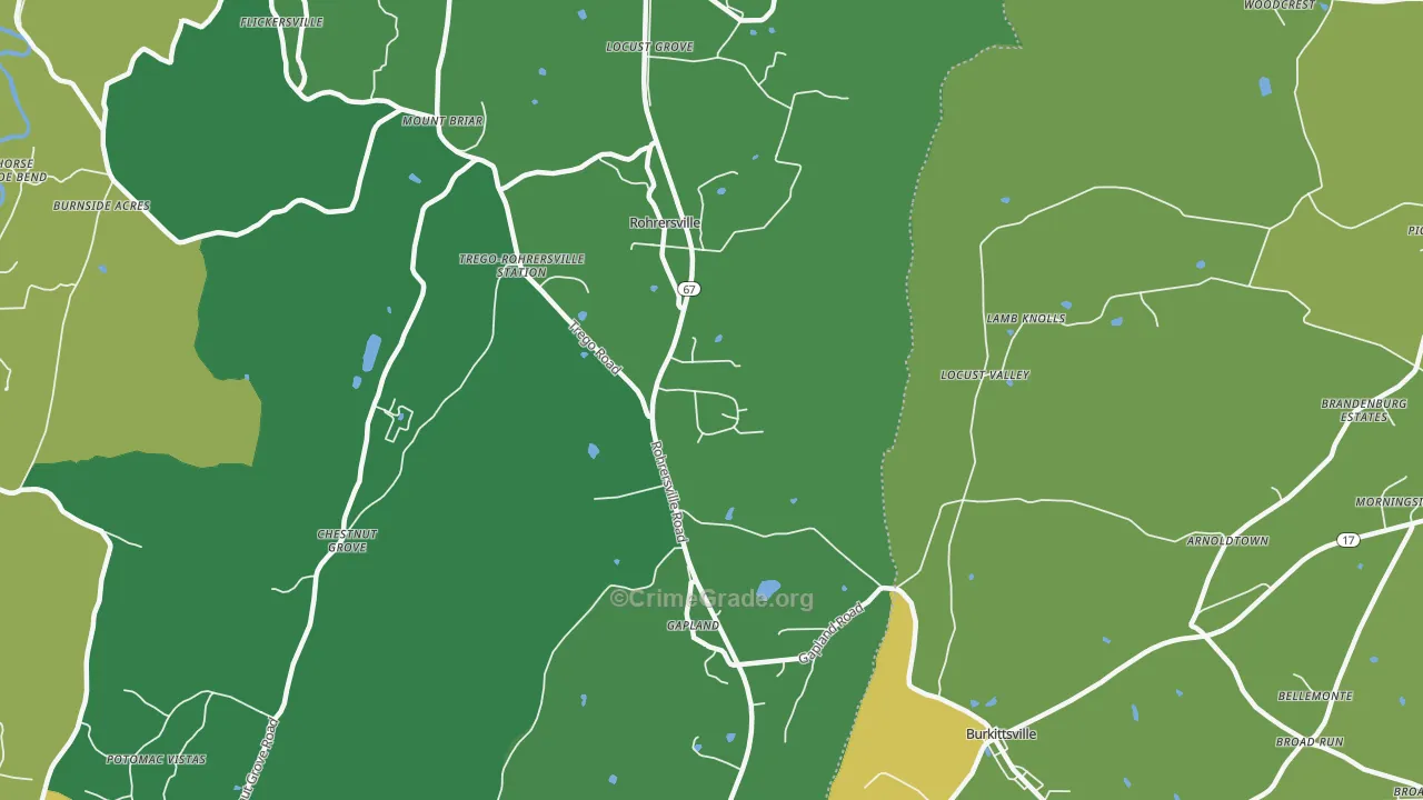 Rohrersville, MD Map of Vehicle Theft Rates