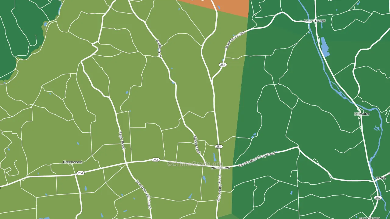Rohrsburg, PA Map of Vehicle Theft Rates