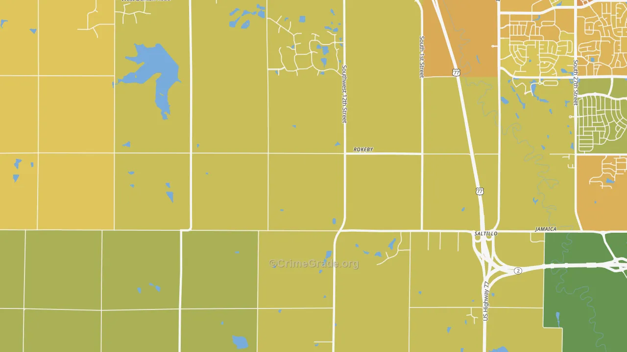 Rokeby, NE Map of Vehicle Theft Rates