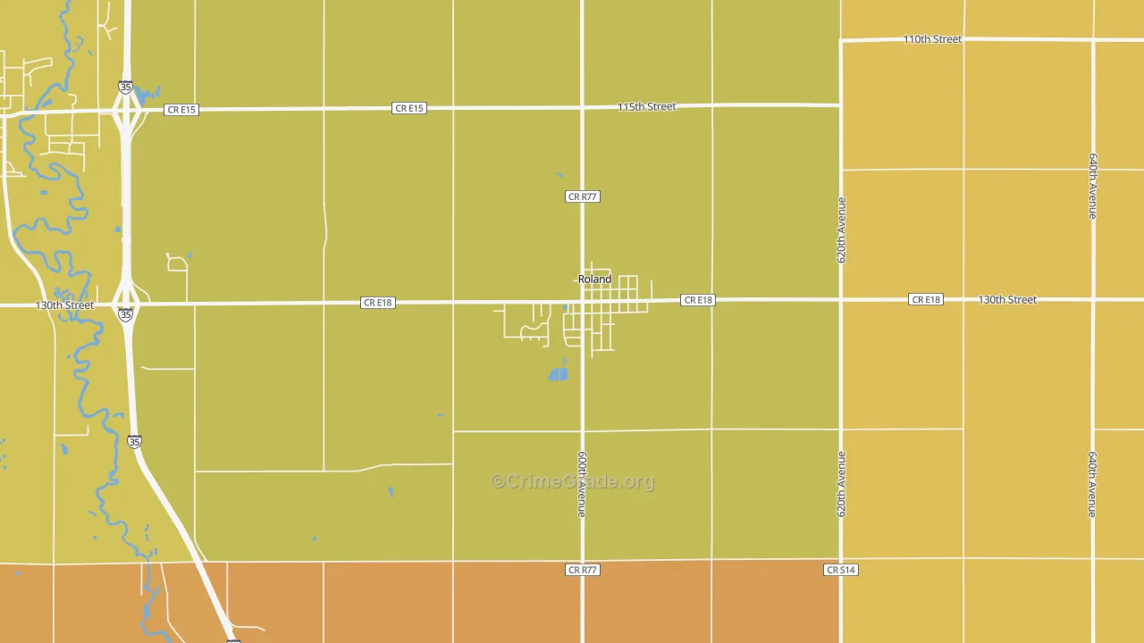 Roland, IA Map of Vehicle Theft Rates