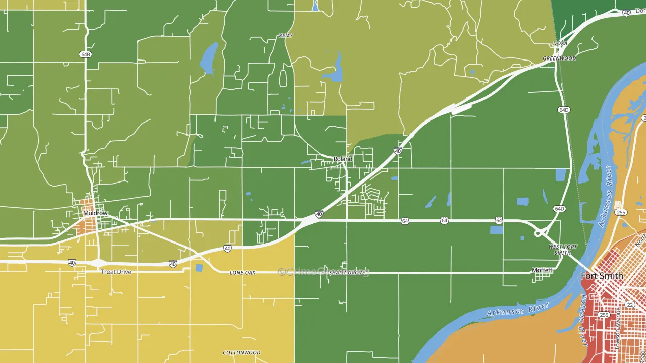 Roland, OK Map of Vehicle Theft Rates