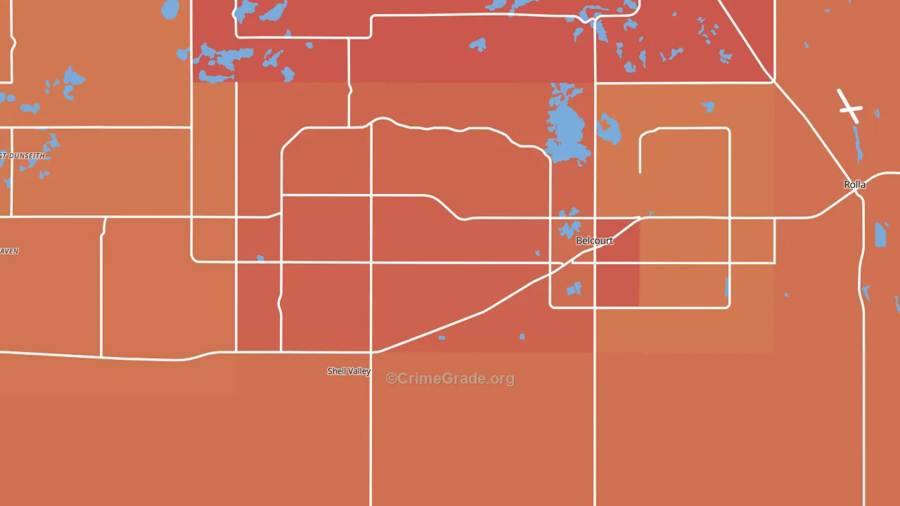 Rolette County, ND Map of Vehicle Theft Rates