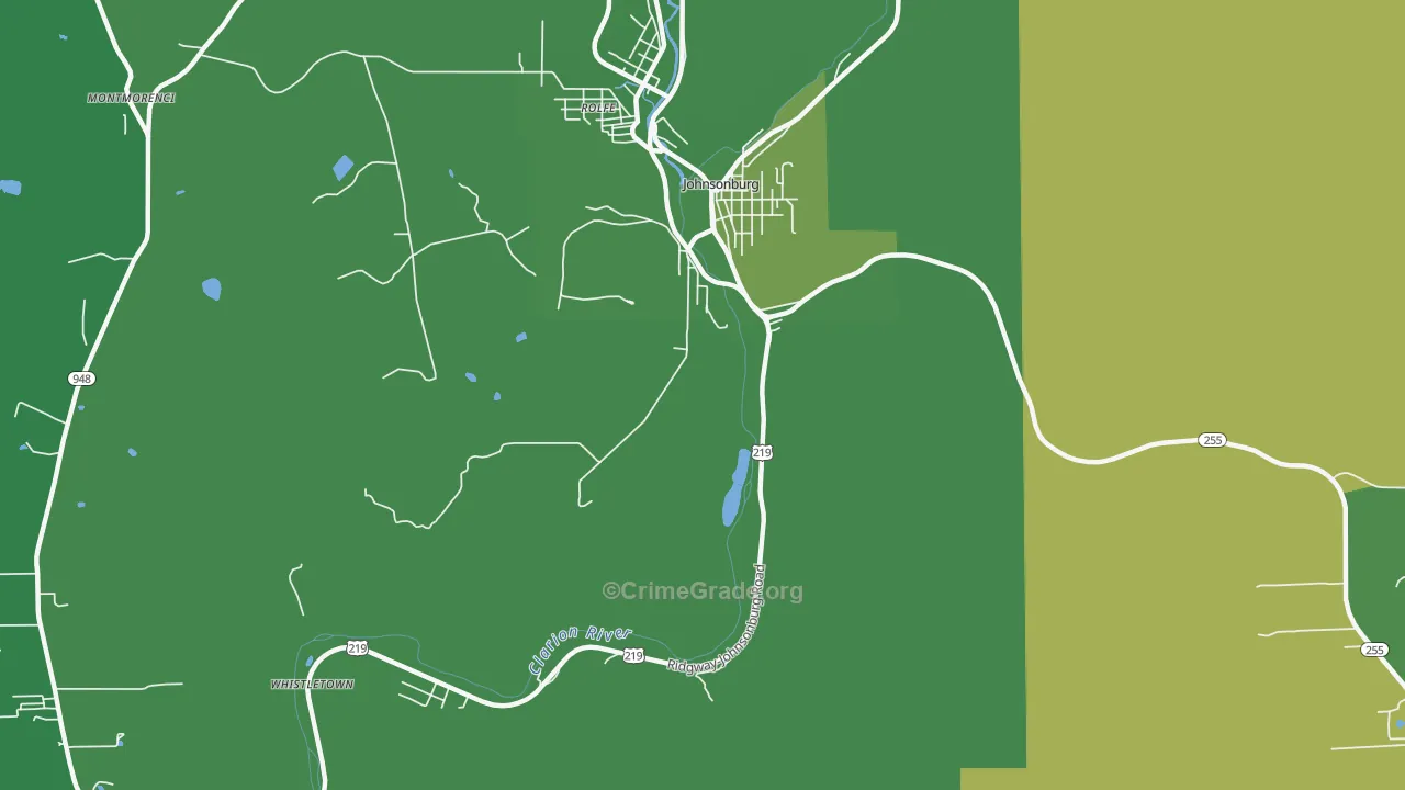 Rolfe, PA Map of Vehicle Theft Rates