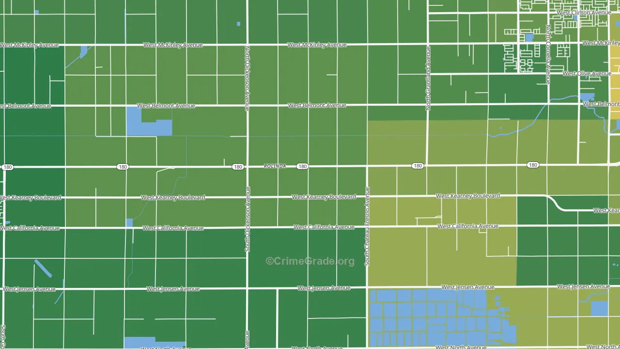 Rolinda, CA Map of Vehicle Theft Rates