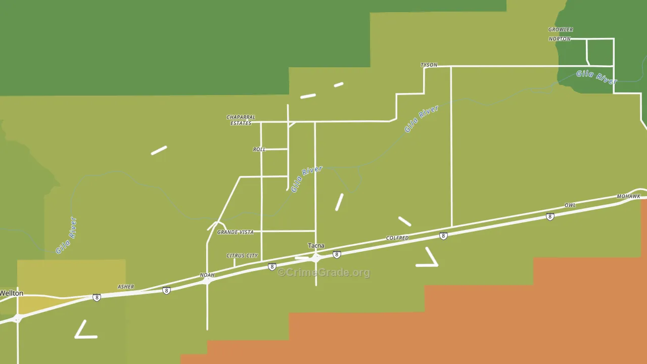Roll, AZ Map of Vehicle Theft Rates
