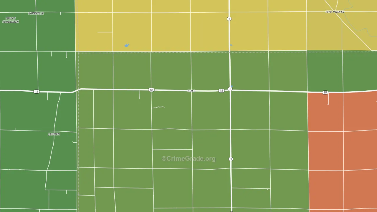 Roll, IN Map of Vehicle Theft Rates