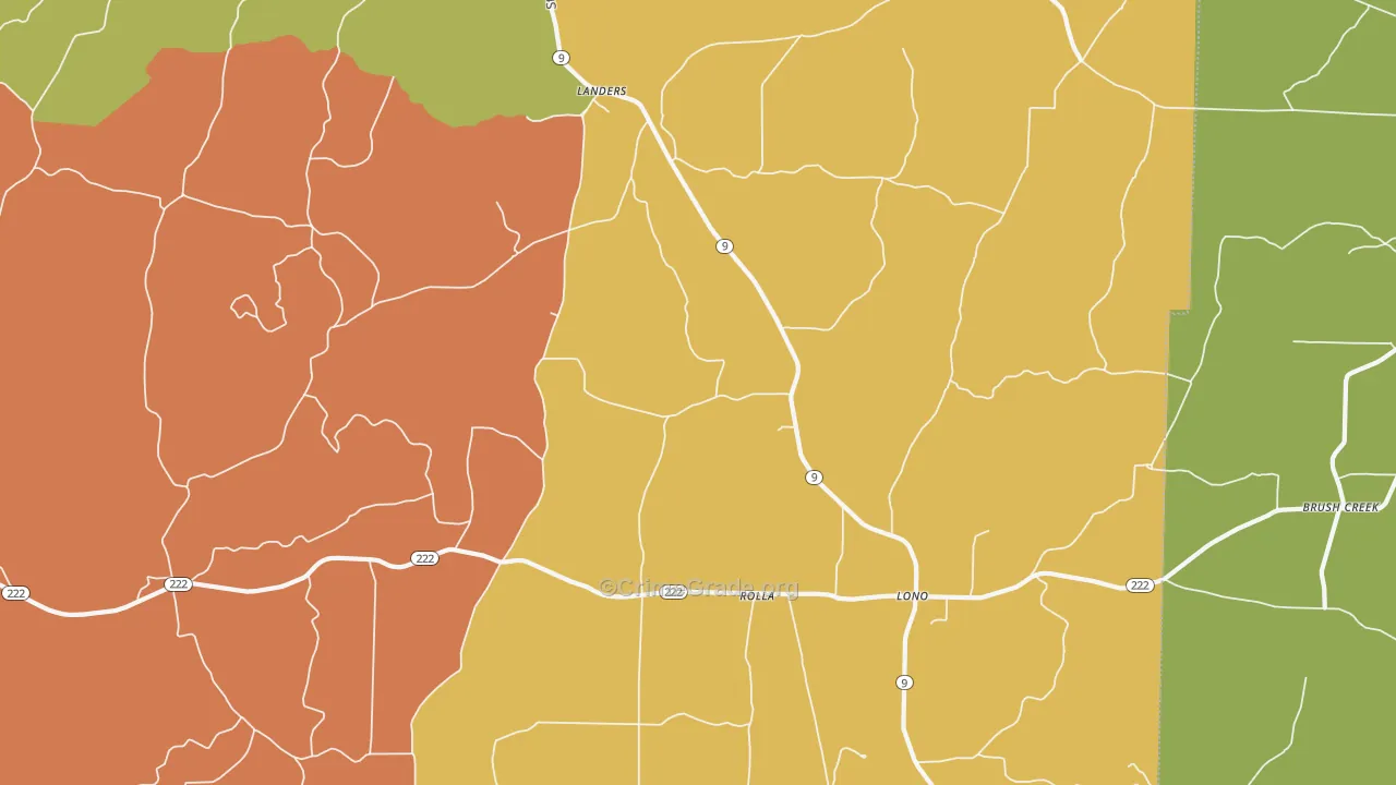 Rolla, AR Map of Vehicle Theft Rates